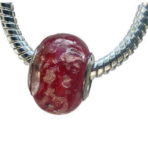 European Glass Bead  - Garnet - January Birthstone Color