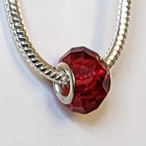 European Glass Bead  - Red - July Birthstone Color
