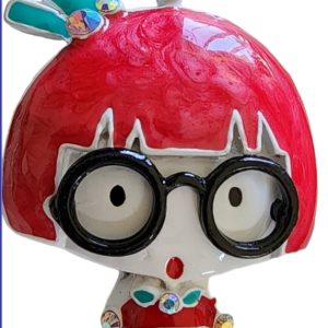 Bubble Head Red Hair Girl with Glasses - Pendant
