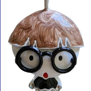 Bubble Head Brown Hair Boy with Glasses - Pendant
