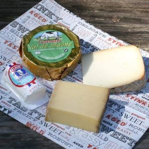 Imported France French Cheese Assortment Gift Basket w mini toast or crackers (30 oz approx, seasonal best choice, selections may vary)