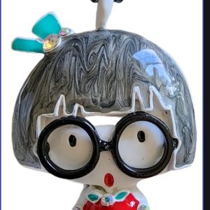 Bubble Head Silver Hair Girl  - Pendant